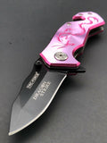 8.5” Dragon Strike Spring Assisted Tactical Pink Dragon Pocket Knife - Frontier Blades