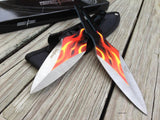 9"  Perfect Point Fantasy Throwing Knives Flame Graphic Design Sale - Frontier Blades