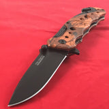 7.75" TAC FORCE RED CAMO RESCUE SPRING ASSISTED TACTICAL FOLDING POCKET KNIFE - Frontier Blades
