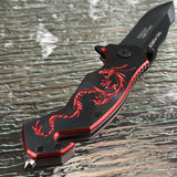 7.75" TAC FORCE SPRING ASSISTED TACTICAL RED DRAGON Rescue Folding Pocket Knife - Frontier Blades