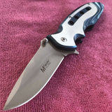 MTech Spring Assisted Tactical Titanium Coated Blue Folding Pocket Knife Open - Frontier Blades