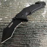 8.25" Tac Force Tactical Black Curved Blade Assisted Pocket Knife - Frontier Blades