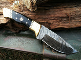 8" CUSTOM DAMASCUS STEEL HUNTING KNIFE BOWIE BUFFALO HORN HANDLE - Frontier Blades