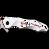 9" Z-Hunter Silver Zombie Blood Splatter Skulls Fantasy Pocket Knife - Frontier Blades