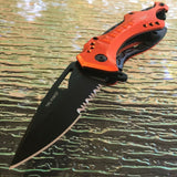 8" Tac Force EMS EMT Rescue Spring Assisted Orange Pocket Knife - Frontier Blades