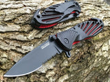 8" Tac Force Black & Red Tactical Folding Pocket Knife - Frontier Blades