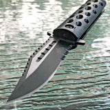 8.75" Master USA Black Spring Assisted Clip Point Folding Pocket Knife - Frontier Blades