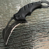 8.0" MTECH USA SPRING ASSISTED BLACK KARAMBIT FOLDING POCKET KNIFE TACTICAL OPEN - Frontier Blades