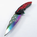 8" MTECH ASSISTED OPEN TACTICAL RED FLAMES FOLDING KNIFE Blade Pocket 2X - Frontier Blades