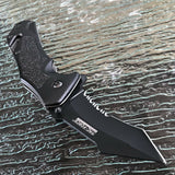 8.25" Tac Force Tactical Black Curved Blade Assisted Pocket Knife - Frontier Blades