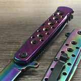 7" Tac Force Speedster Model Rainbow Stiletto Pocket Knife (TF-698RB) - Frontier Blades