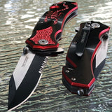 8" TAC FORCE SPRING ASSISTED TACTICAL RED SCORPION FOLDING POCKET KNIFE OPEN NEW - Frontier Blades