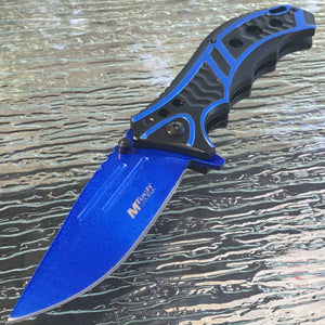 8.25" MTech USA Ballistic Blue & Black Spring Assisted Pocket Knife - Frontier Blades