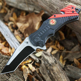 TWO 7.5" FIRE FIGHTER RESCUE ASSISTED FOLDING KNIFE TF-640FD - Frontier Blades