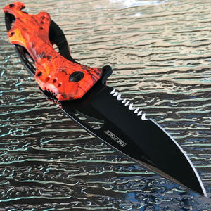 8" Tac Force Spring Assisted Tactical Orange Camo Folding Pocket Knife