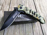 7.75" MTech USA Green Jungle Forest Camo Manual Opening Pocket Knife - Frontier Blades
