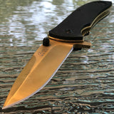 7.5" Gold Rite Edge Stainless Steel Pocket Knife - Frontier Blades