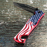 7.25" Tac Force American Flag USA Spring Assisted Pocket Knife - Frontier Blades
