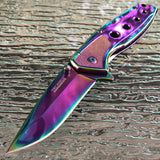 7" Tac Force Rainbow Titanium Mirror Assisted Pocket Knife TF-926RB - Frontier Blades