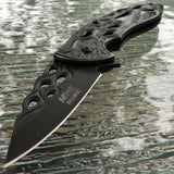 MTECH USA SPRING ASSISTED TACTICAL FOLDING GRAY FLAMES POCKET KNIFE OPEN Switch - Frontier Blades