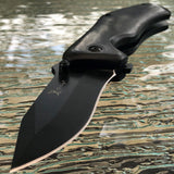 7" Elk Ridge Black Wood Assisted Open Tactical Pocket Knife ER-A013BK - Frontier Blades