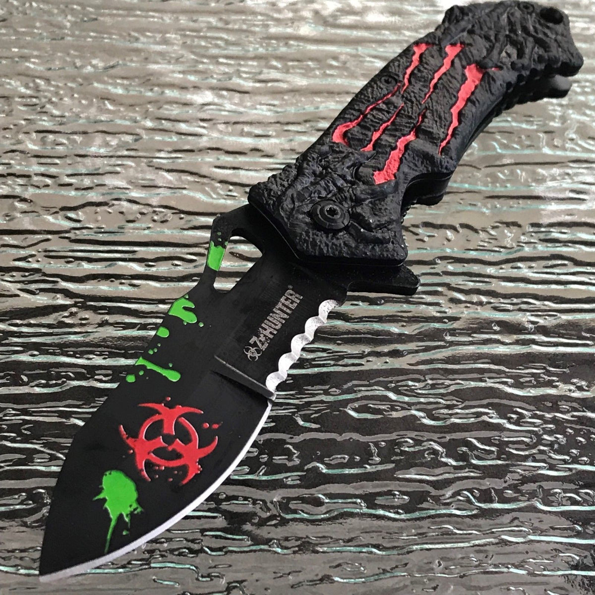 Z-Hunter Spring Assisted Zombie Red Monster Claw Fantasy Pocket Knife
