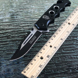 8.25" Tac Force Black Fantasy Punisher Skull Folding Pocket Knife - Frontier Blades