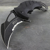 8.0" MTECH USA SPRING ASSISTED BLACK KARAMBIT FOLDING POCKET KNIFE TACTICAL OPEN - Frontier Blades