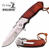 Elk Ridge Ballistic Tactical Hunting Wood Pocket Knife w/ Lanyard - Frontier Blades