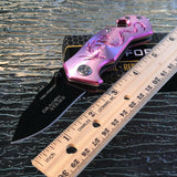 5.75" Tac Force Speedster Model Pink Dragon Fantasy Pocket Knife - Frontier Blades