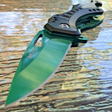 8" MTech USA Tactical Assisted Green Camping Pocket Knife (TF-705GN) - Frontier Blades
