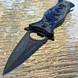 8" Tac Force Blue Dragon Spring Assisted Folding Fantasy Knife - Frontier Blades