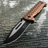 9.25” MTech USA Ballistic Desert Military Tan Sawback Pocket Knife - Frontier Blades