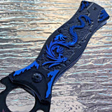 8" Tac Force Blue Dragon Spring Assisted Folding Fantasy Knife - Frontier Blades