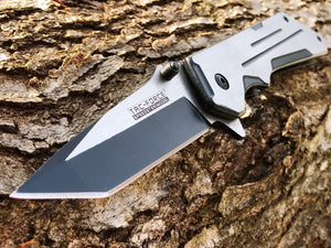 8" Tac Force Speedster Model Tanto Silver Assisted Pocket Knife - Frontier Blades