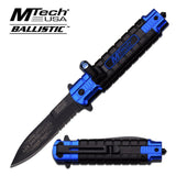 TWO MTECH USA POLICE RESCUE ASSISTED FOLDING POCKET KNIFE w LIGHT 8.25" - Frontier Blades