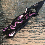 8" Tac Force Collection Series Purple Dragon Fantasy Pocket Knife - Frontier Blades