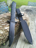 12" Survivor Brand Knife Full Tang Black Sawback Survival Knife HK-796 - Frontier Blades