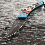 8.5" Indian Native American Spring Assisted Folding Knives MC-A023 Set - Frontier Blades