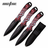 Perfect Point Wild Dragon Ninja 3 Pcs Throwing Knife Set with Nylon Sheath New - Frontier Blades
