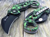 8" Tac Force Spring Assisted Ninja Karambit Green Zombie Knife - Frontier Blades