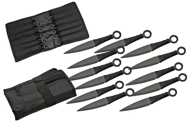 6.5 Black Set of 3 Stainless Steel Throwing Knife Anime Ninja Kunai with  Sheath