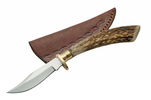 7.5" Steel Stag Clip Point Skinning Knife (SS-7015) - Frontier Blades