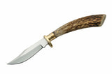 7.5" Steel Stag Clip Point Skinning Knife (SS-7015) - Frontier Blades
