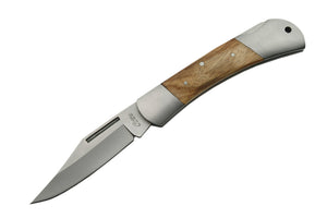 7.6" Rite Edge Wood Lockback Stainless Steel Pocket Knife (211212-5)