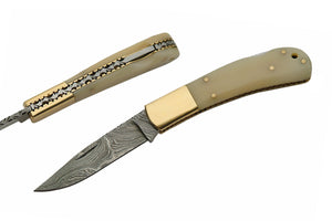7" Damascus Lockback Folding Knife (DM-1167) - Frontier Blades