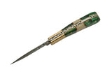 7" Green Wood Damascus Folding Pocket Knife (DM-1169) - Frontier Blades