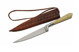 7" Medieval Tan Toothpick Bone Handle Hunting Knife With Sheath (203410-BO)