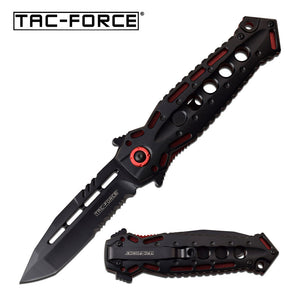8.75" Tac Force Tactical Red & Black Spring Assisted Pocket Knife (TF-965BK)