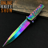 8.5" Tac Force Speedster Model Rainbow Skulls Gravedigger Pocket Knife - Frontier Blades